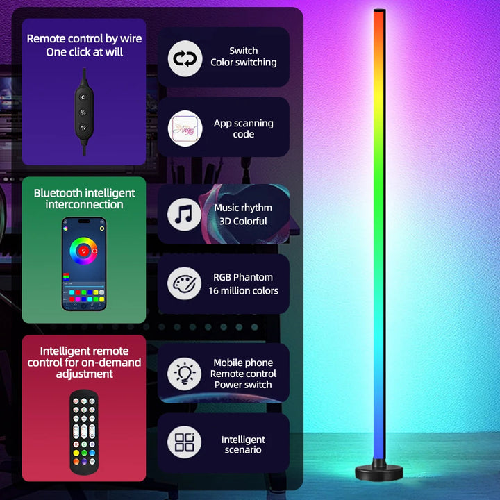 RGB LED Floor Lamp Remote APP Control Music Sync