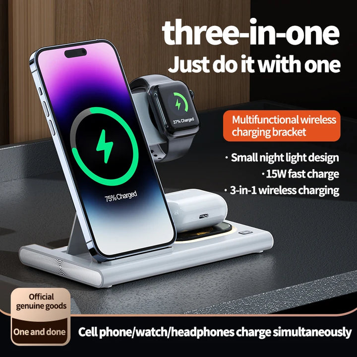 3-in-1 Wireless Charging Station for Apple & Samsung Devices