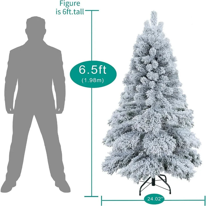 6.5ft Snow Flocked Christmas Tree with Lights